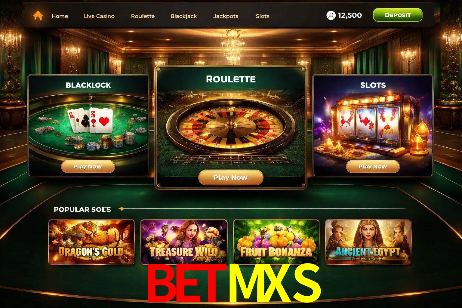 Vista de la plataforma BETMXS Casino mostrando categorías organizadas de juegos en línea